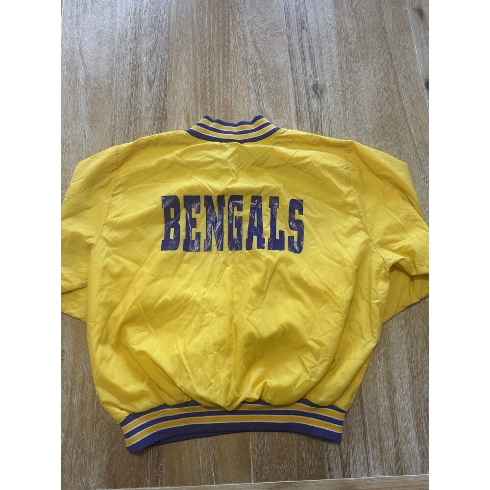 Vtg 80s Niska Bengals Pullover Jacket Mens Large L Yellow Purple Windbreaker USA